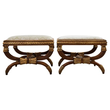 Pair of Neoclassical Style Italian Curule Bench Seats