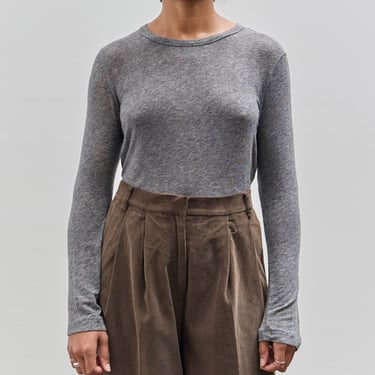 Mijeong Park Wool Tencel Crewneck Top, Heather Grey