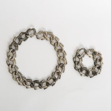 Vintage 60s silver-tone 2pc necklace bracelet set 