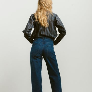 Carleen Wraparound Relaxed Jeans - BLUE 