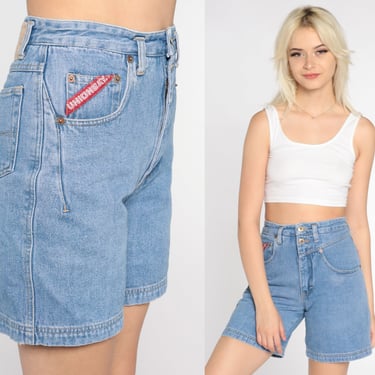 90s Jean Shorts Union Bay Blue Denim Shorts High Waisted Bottoms 1990s Vintage Retro Summer Basic Jean Mom Shorts Normcore Plain Small 27 