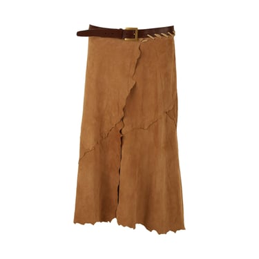 Dolce &amp; Gabbana Brown Suede Belted Skirt