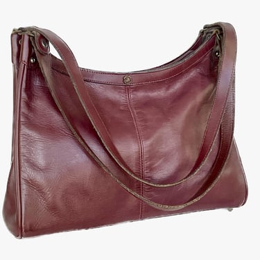 Vintage John Romain Oxblood Leather Shoulder Bag - Brass Hardware - 80s - Excellent Condition 