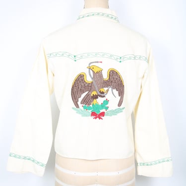 Vintage Western Blouse with Embroidered Eagle & USA Flag 