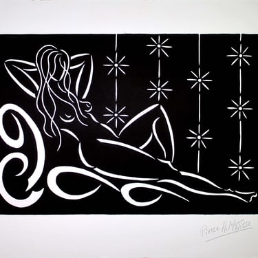 Pierre Henri Matisse Reclining Nude Signed Modern Linocut on Paper Unframed 