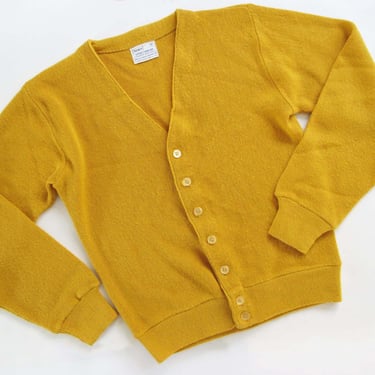Vintage 60s Mustard Yellow Cardigan S - 1960s Sears Grandpa Grunge Cardigan - Unisex Gender Neutral Clothes 