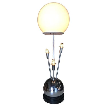 1970s Space Age Chrome Ball Table Lamp W/ Fours Lights, Attributed to Torinof 