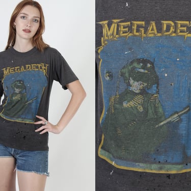 Megadeth So Far So Good So What T Shirt, Paper Thin Heavy Metal Tee, 2 Sided Rock Tour Shirt Size L 