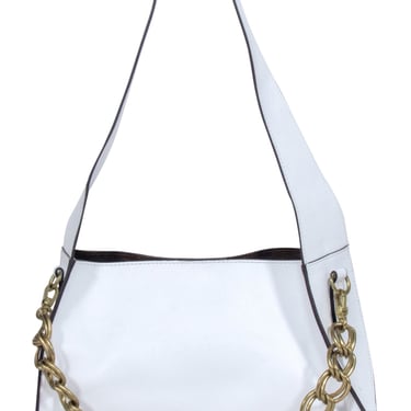 Manu Atelier - White Calf Leather "Kesme" Shoulder Bag