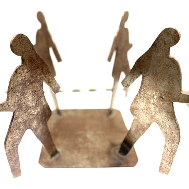 Vintage brutalist metal sculpture forms abstract forms stand statue 