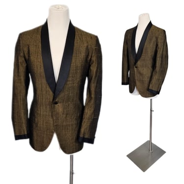 Lord West 1960s Gold Sharkskin Single Button Dinner Jacket I Suit Coat I Sz 40