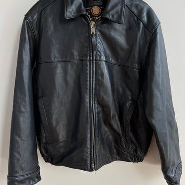 Vintage Night Sky Leather Zip-Up Bomber Jacket