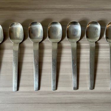 MCM Flatware Arthur Salm Dinner Spoons Set of 7 Austria Danish Modern Modernist A Bordelon Design Discontinued, Germany Solingen 