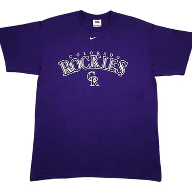 Vintage 2007 Nike Team Colorado Rockies Baseball Center Swoosh MLB Graphic T-Shirt Size Large/XL 