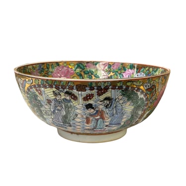 Chinese Vintage Famille Rose People Scenery Porcelain Art Bowl ws4399E 