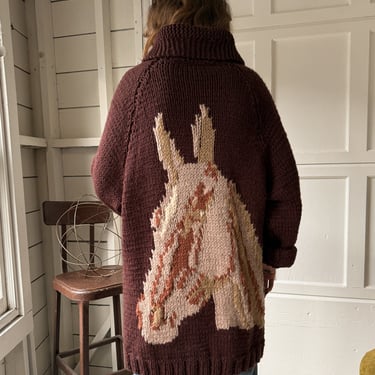 Hand Knit Horse Cowichan Sweater | M-XL