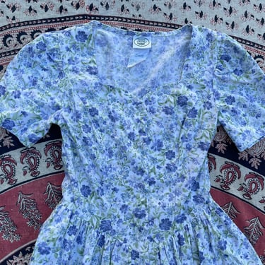 Vintage ‘80s ‘90s Laura Ashley lavender floral print dress | cottage core, English tea dress, garden party, XS 