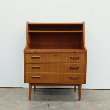 Vintage Danish Mid Century Modern Teak Secretary Desk 