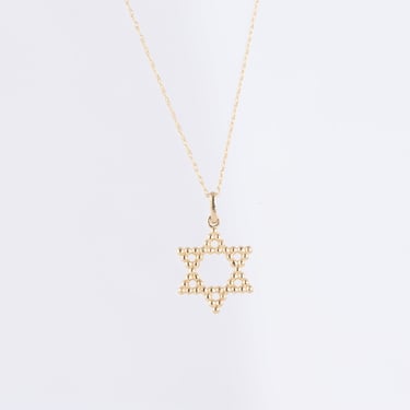 Small Beaded Star of David - 14k Gold