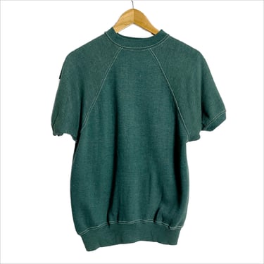 1970s green short sleeve sweatshirt - vintage sportswear 