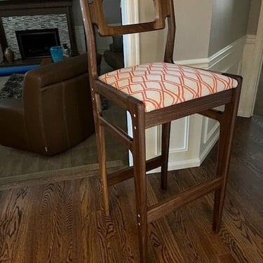 Bar Stool With Back, Counter Height Stool, Walnut Bar Chair, Wood Dining Chair, Kitchen Bar Stool, Retro Bar Stool, Mid Century Modern Chair 