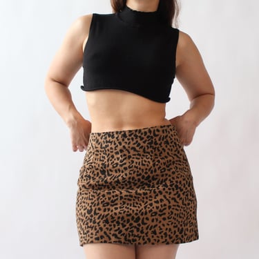 Vintage Cheetah Suede Miniskirt - W30