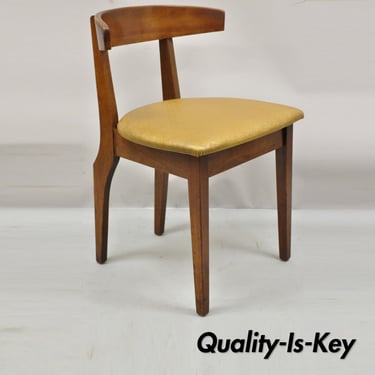 Mid Century Modern Cherry Wood Curved Back Hoof Leg Dining Side Chair