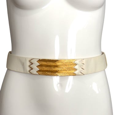 JUDITH LEIBER- 1980s White Reptile Skin Adjustable Belt