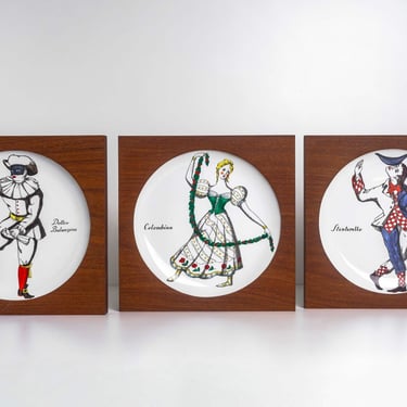 Piero Fornasetti Maschere Italian plates, Set of Three