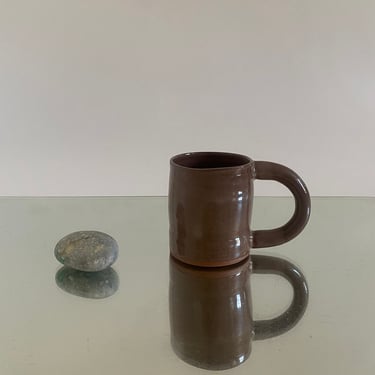 handmade brown stoneware mug 