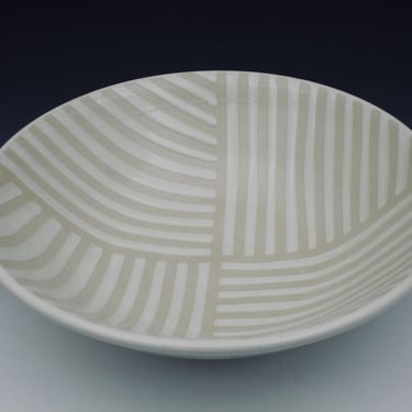 Serving Bowl - White and Beige Stripe Patterned - PRE-ORDER 