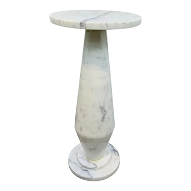 Currey & Co. Modern Solid White Marble Drinks Table