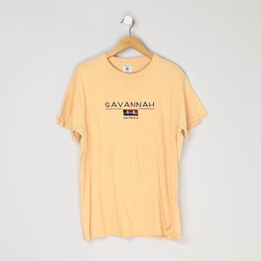 Vintage 90s Savannah, Georgia Embroidered T-Shirt - nineties, made in usa, stitched lettering - Men's L 