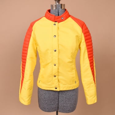 Hot Orange and Yellow 70s Ski Coat By White Stag, XS