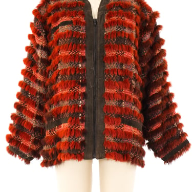 Rust Knit Fur Jacket