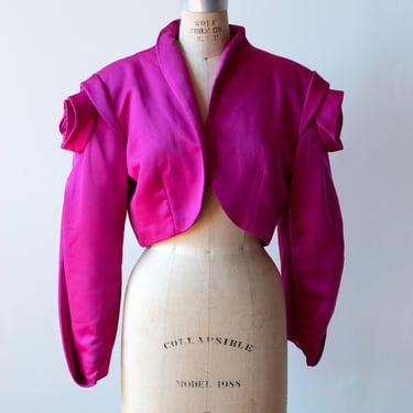 1980s Shocking Pink Rose Jacket | Victor Costa 