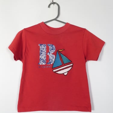 Vintage 80s/90s Kids B Is For Boat Tshirt Size 24M 