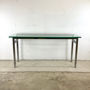 Mid-Century Polished Flat Steel Console Table After Milo Baughman 