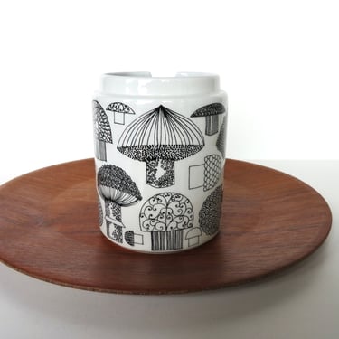 Vintage Kaj Franck Ceramic Mushroom Pattern Jar Without Lid, Arabia Finland Designer Esteri Tomla 