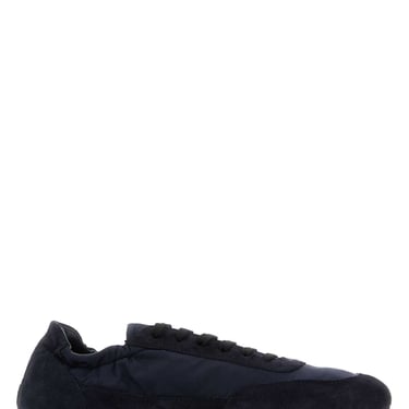 Prada Women Navy Blue Re-Nylon And Suede Collapse Sneakers