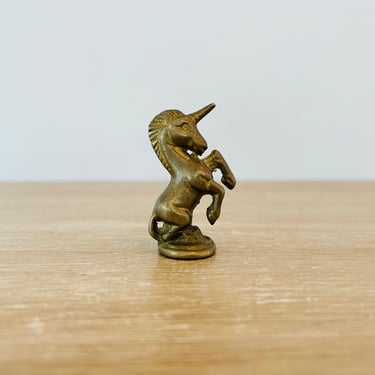 Vintage Mid Century Modern Tiny Brass Unicorn Sculpture 