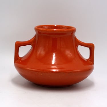 vintage Orange Mid century Vase with Handles 