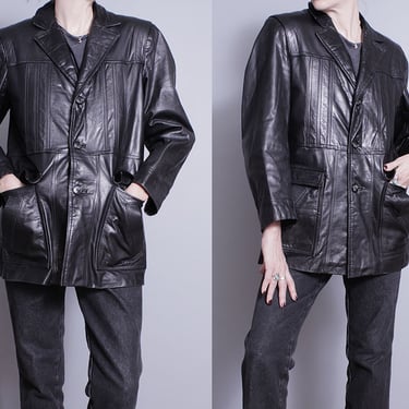 Vintage 1970's | Black | Unisex | Soft | Leather | Jacket | M/L 