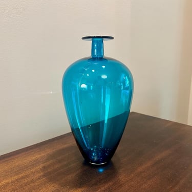 Blue Glass Vase 11” – Joe Cariati Modern Bud Vase or Decanter - Free Shipping 