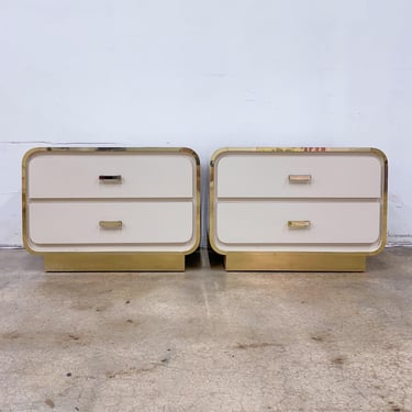 Creme Laminate + Gold Waterfall Nightstands *MESSAGE US for shipping quote* 