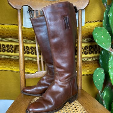 Vintage Brown Leather Equestrian Boots 