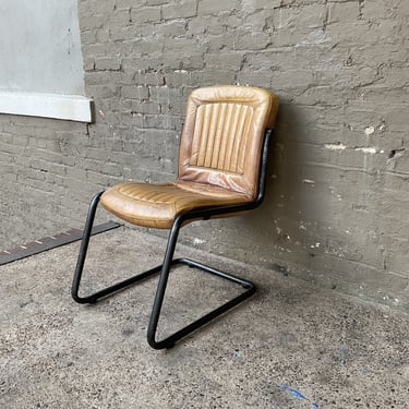 Art Deco Style Leather Side Chair