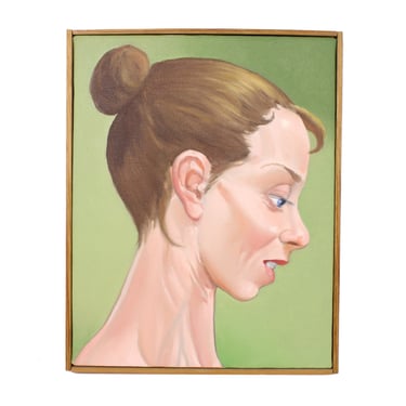 Vintage Portrait of Ballerina with Bun Ponytail in Profile Oil Painting