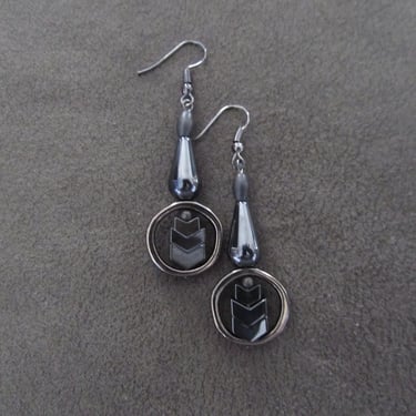 Unique abstract hematite earrings 