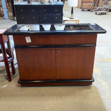 Rolling Bar Cabinet with Mirrored Surface Top